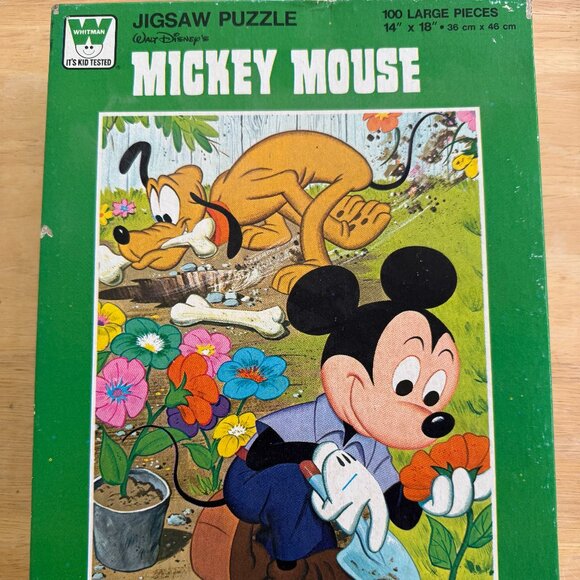 Sealed New 1970s 100 PC Whitman Walt Disney Mickey Mouse & Pluto Puzzle - Picture 1 of 7